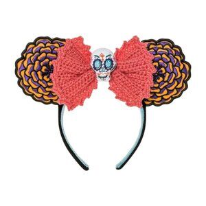 Disney Parks Coco Dia De Los Muertos Crochet Minnie Mouse Ears Headband